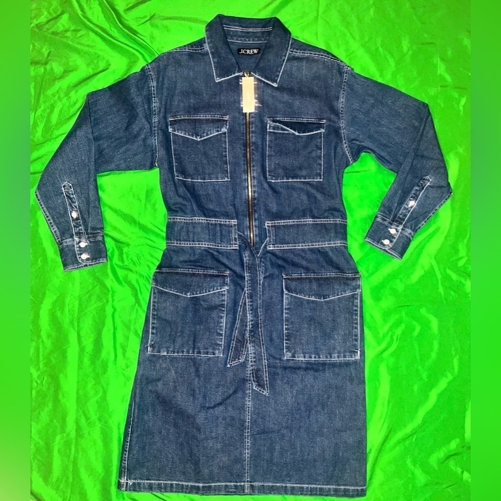 NWT 100% Cotton J.Crew Denim Midi Dress size 2 - Picture 3 of 13